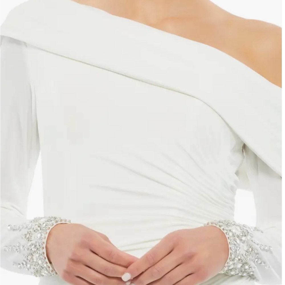 Mac Dugall One shoulder jersey gown